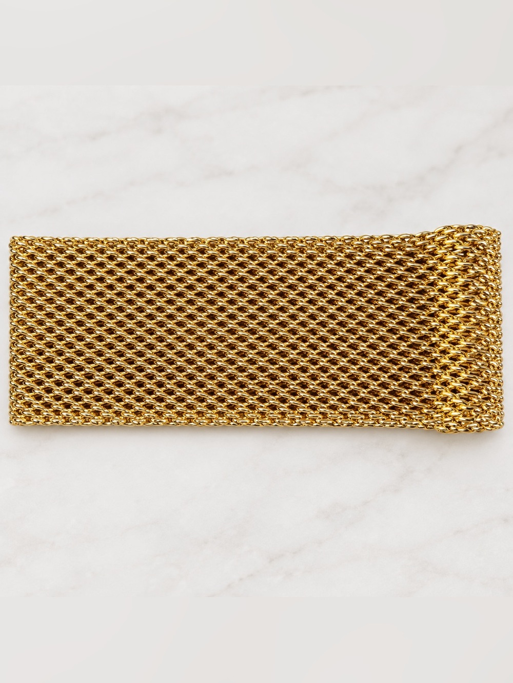 St. John Vintage Gold Plated Mesh Chain Belt Logo Adjustable 34.5” - Picture 4 of 6